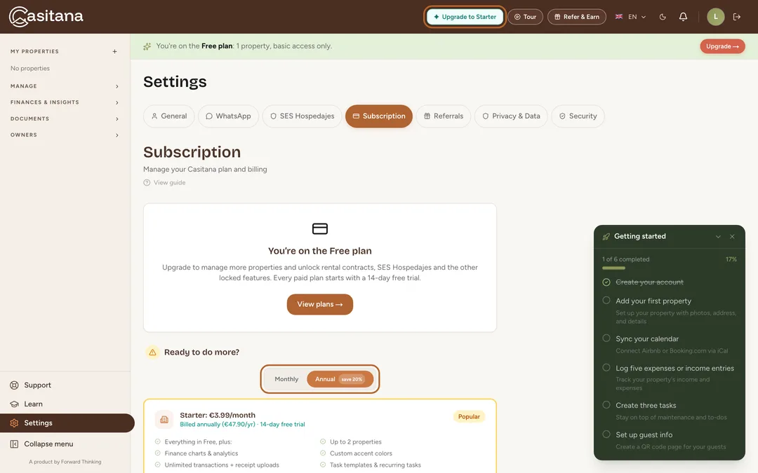 Screenshot: Choose a plan