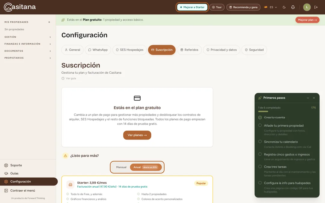 Captura de pantalla: Elige un plan